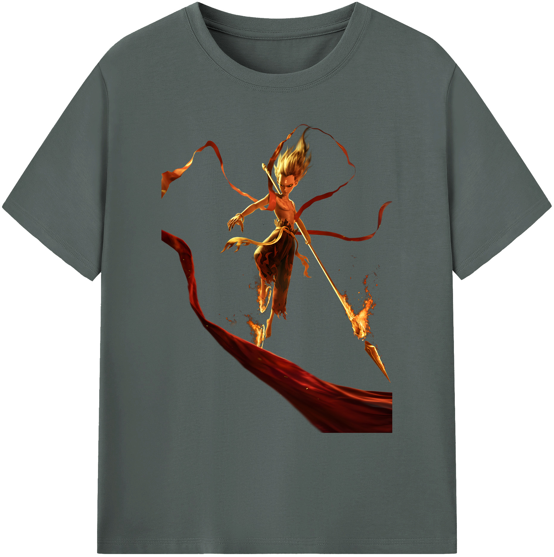 （画像用） Ne Zha 2 ナタ 魔童の大暴れ 綿100％ メンズ半袖Tシャツ｜肌触りやわらか＆通気性